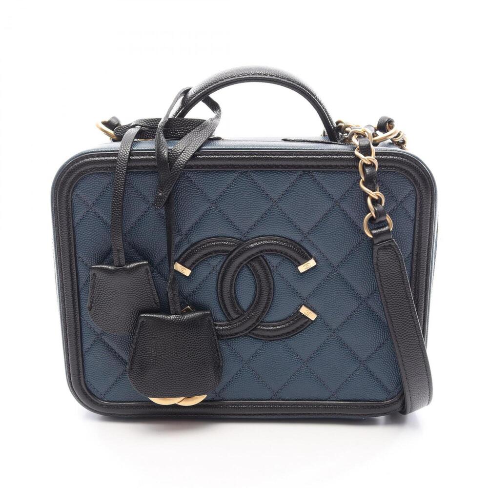 Chanel CC Figley Vanity Bag, 2-Way Shoulder Bag/Handbag, Caviar Leather (Grai...